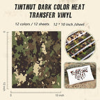 Tintnut Multi-Color Camo Heat Transfer Vinyl, easy cut & weed, stretch washable - Image 2