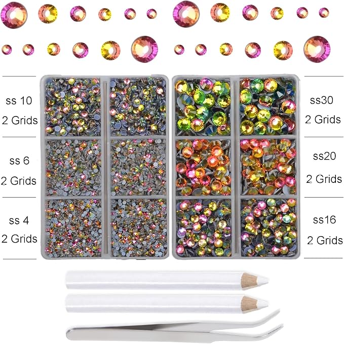 10000Pcs 2-Boxes Mixed Size Hot Fix Round Crystals Gems Glass Stones Hotfix - Image 3