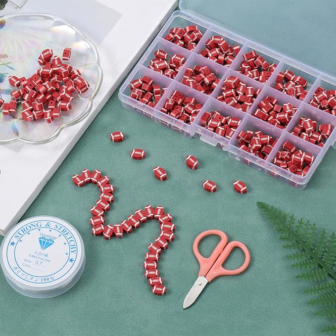100pcs Sports Polymer Clay Beads Rugby Ball Beads DIY Jewelry Making - Image 3