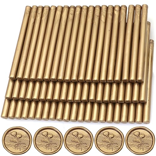 60pcs Wax Seal Sticks with Glue Gun Kit, Antique Gold Sealing Wax Sticks - Image 4