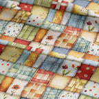 Patchwork Cotton Fabric Panel 61 x 36.6 Inches, Floral Quilt Style Squares - Image 7