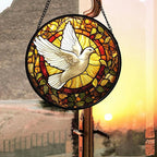 DASTOLL Stained Glass Window Hanging, Flying White Dove Sun Catchers Diamond - Image 4