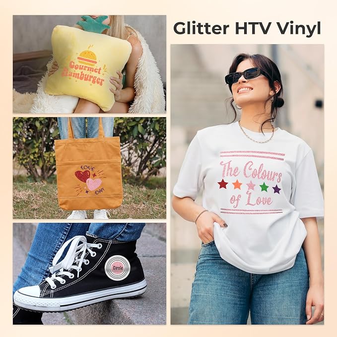 HTVRONT White Glitter HTV Heat Transfer Vinyl - Image 7