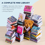 1:12 Scale Mini Desk Set with 100 Mini Books & 2 Bookshelves — Miniature - Image 3