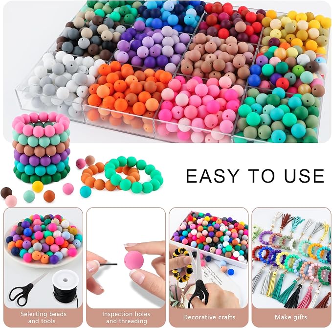 150Pcs Silicone Beads 15mm Mix Color, Bulk Silicone Beads 15mm - Image 4