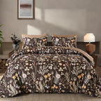 Yiran Brown Comforter Set King Size, 7 Piece Floral Comforter Bedding Set - Image 9