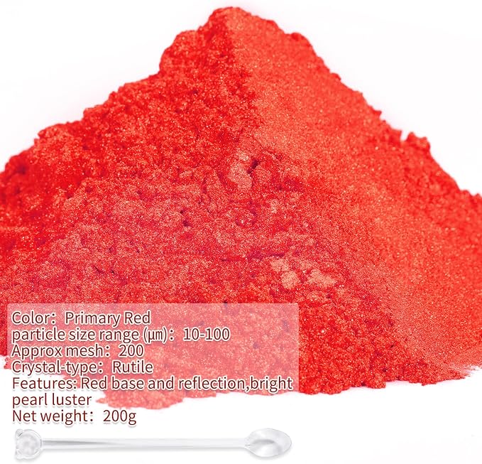 Mica Powder, 7.05OZ（200g）, Primary Red Mica Powder Pigment - Image 2