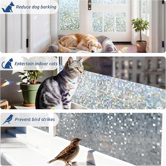 rabbitgoo Stained Glass Window Privacy Film, Mosaic Pattern, 23.6" x 78.7" | - Image 6
