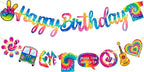 C L cooper life Tie Dye Happy Birthday Banner, Art Theme Party Decorations - Image 2
