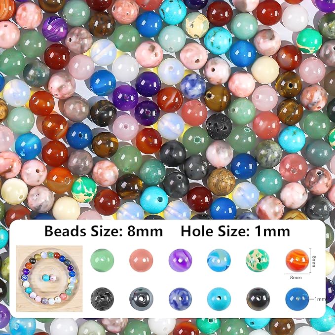 8mm Bulk Natural Crystals Assorted Stone Beads - Image 2