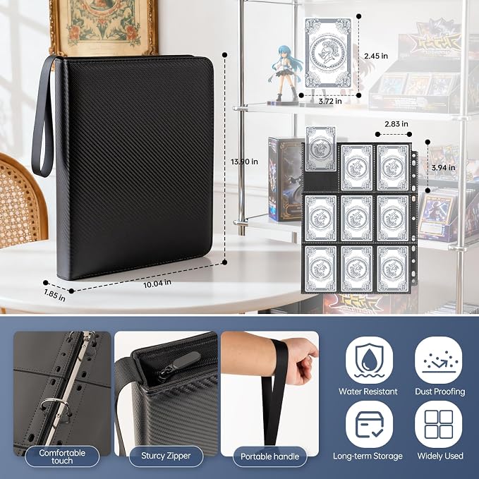 9 Pocket Card Binder, Premium Zip Trading Top Loader Binder, 720 Double Sided - Image 2