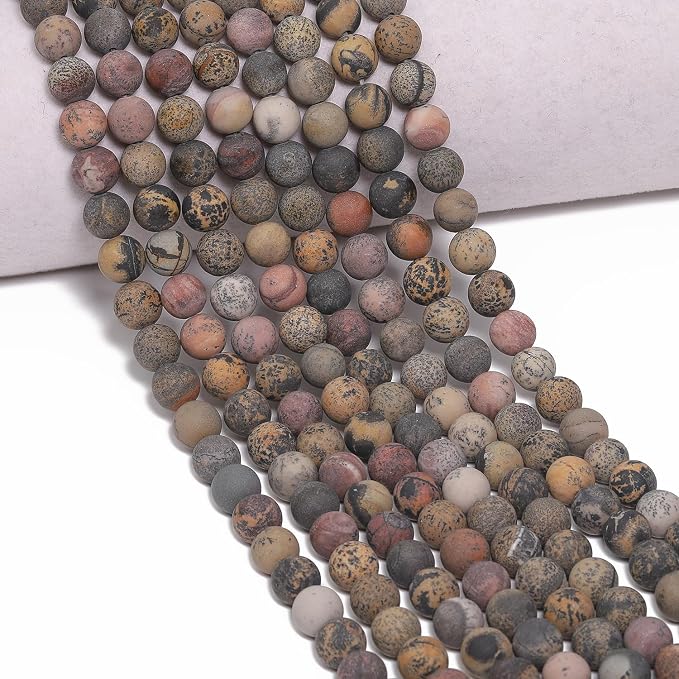 45pcs Natural Matte Yellow Serpentine Gemstone Beads，8mm Frosted Round Loose - Image 7