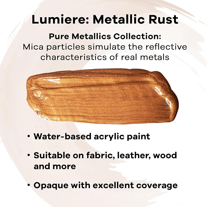 Jacquard Lumiere 2.25oz Fabric Paint Metallic Rust - Image 2
