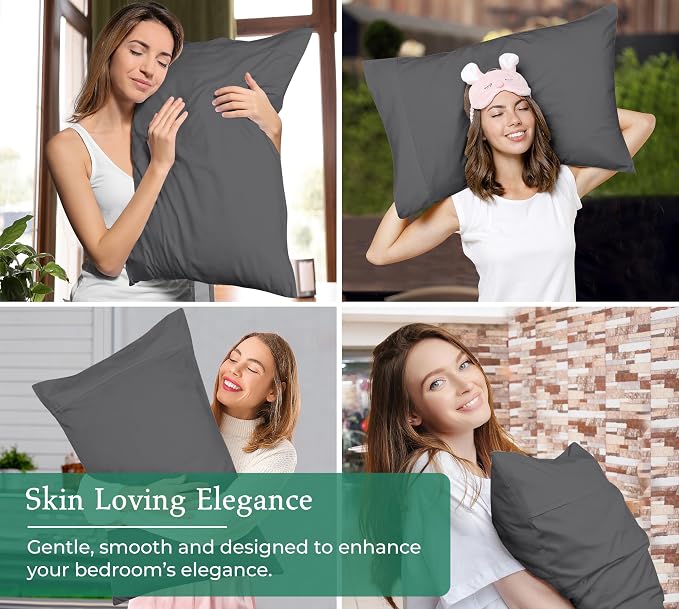 Royale Linens Grey Pillowcase Set of 12 - Image 3
