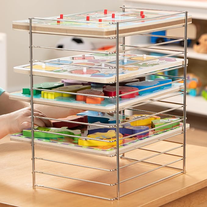 Melissa & Doug Multi-Fit Metal Wire Puzzle Rack 12 inches wide and 0.75 inches - Image 8