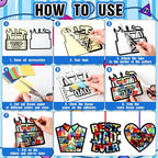 Eersida 32 Pcs Fathers Day Suncatchers Paper Craft Set DIY Flower Shaped - Image 7