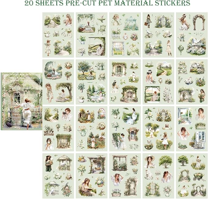 4 Book pet Scrapbooking Stickers Pre-Cut 480 PET Stickers People Sticker Books - Image 7