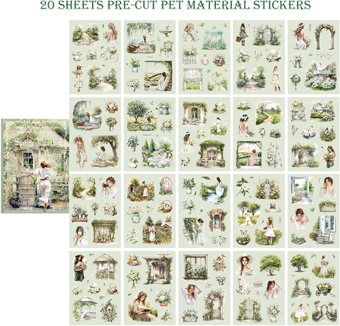Scrapbooking Stickers 20 Sheets Pre-Cut 120 Pet Stickers People Sticker Books - Image 3