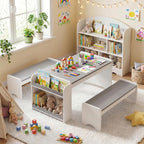 Kids Table and Bench Set, Montessori Kids Table and Chair Set, Indoor Wooden - Image 7