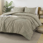 Andency Oatmeal Comforter Set Full Size, Boho Soft Warm Tufted Bedding - Image 4