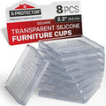 X-Protector Furniture Cups - 8 PCS 2.2" - Non Slip Furniture Pads for Hardwood Floors - Transparent Floor Protectors - Bed Stoppers to Prevent Sliding - Keep Furniture from Sliding on Floor! (Square)
