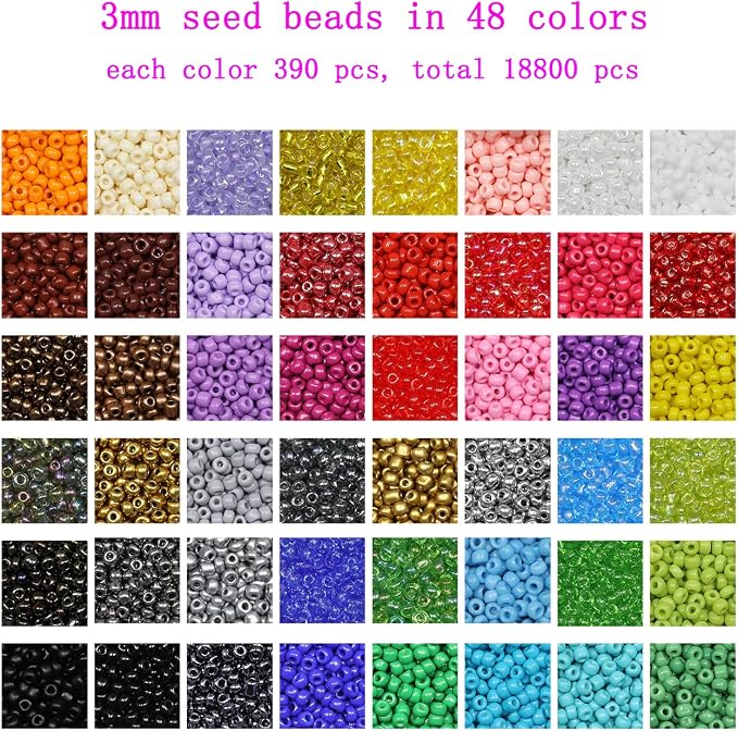 18800Pcs 3mm 48-Color Glass Seed Beads + 260 Alphabet Letter Beads DIY Jewelry - Image 2