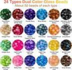 XSEINO About 1200+ PCS 6mm Double Colors Style Glass Beads Bracelet Making Kit - Image 3
