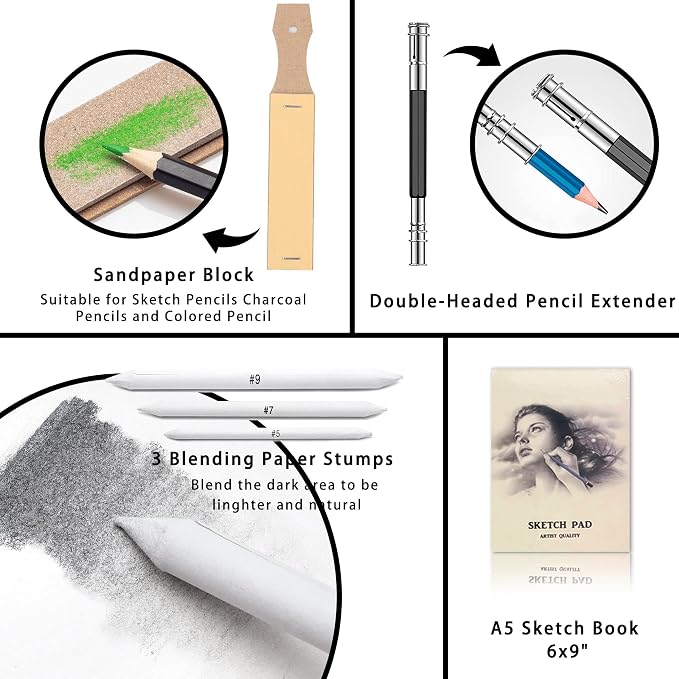 KALOUR Premium 144 Drawing Pencil Set, including 120 Colored Pencils and 24 - Image 7