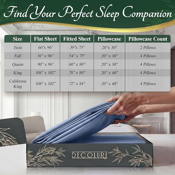 DECOLURE 100% Viscose Derived from Bamboo Sheets Twin Size - Image 8