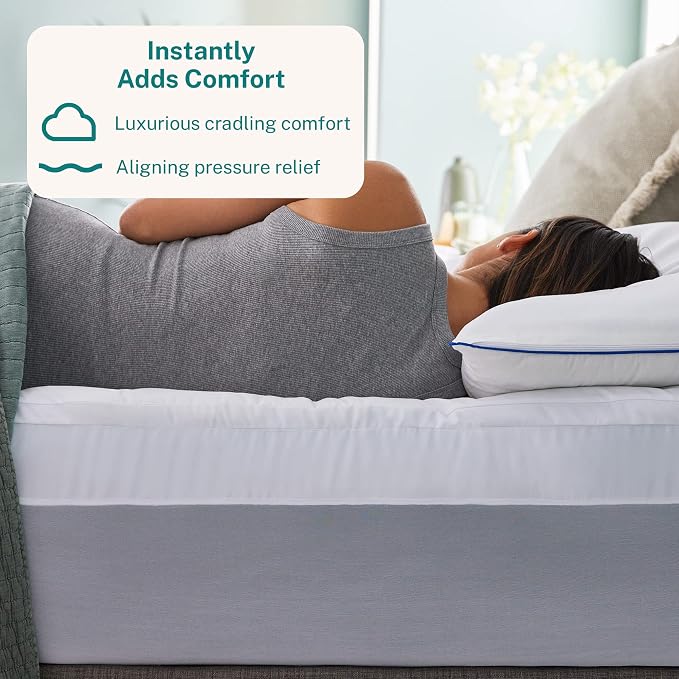 Sleep Innovations Dual Layer 4 Inch Memory Foam Mattress Topper, King Size - Image 2