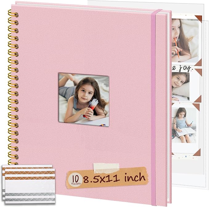 8.5x11 Inch Scrapbook Photo Album, Linen Cover DIY Scrapbooks by Hiwhy