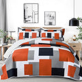 Tyrot 3 Piece Orange Grey Quilt Set California King Size Black White Gray by TyrotHomeDecor