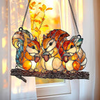 Sunlit Acorn Squirrels Acrylic Suncatcher by Unknown