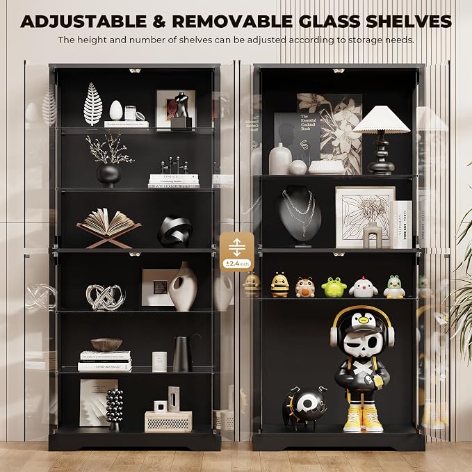 BROTTAR Display Cabinet with Glass Door, 6-Tier 71" Curio Cabinet with 3 Color - Image 6