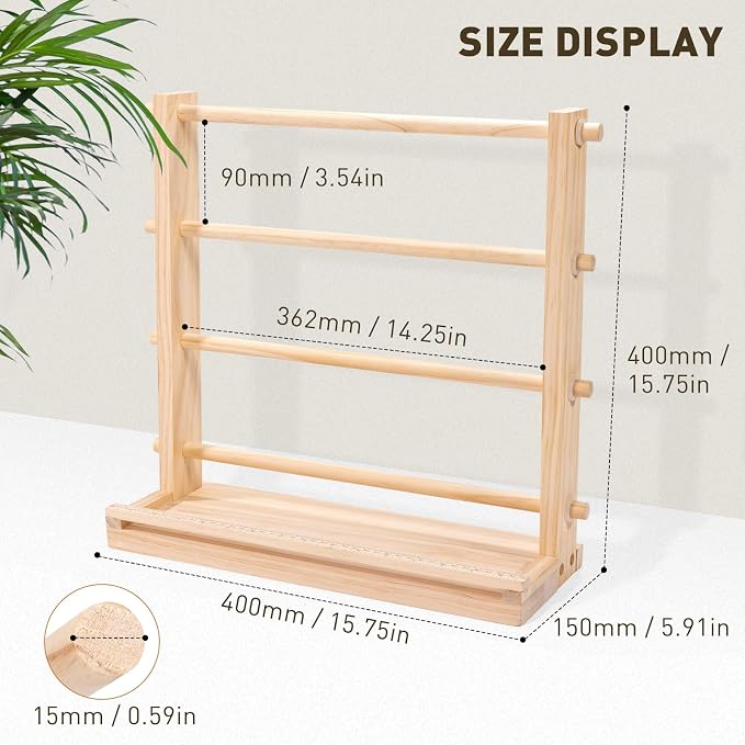 PUNLUXU Ribbon Storage Rack Spool Holder Organizer Sewing Craft Wreath Mesh - Image 3