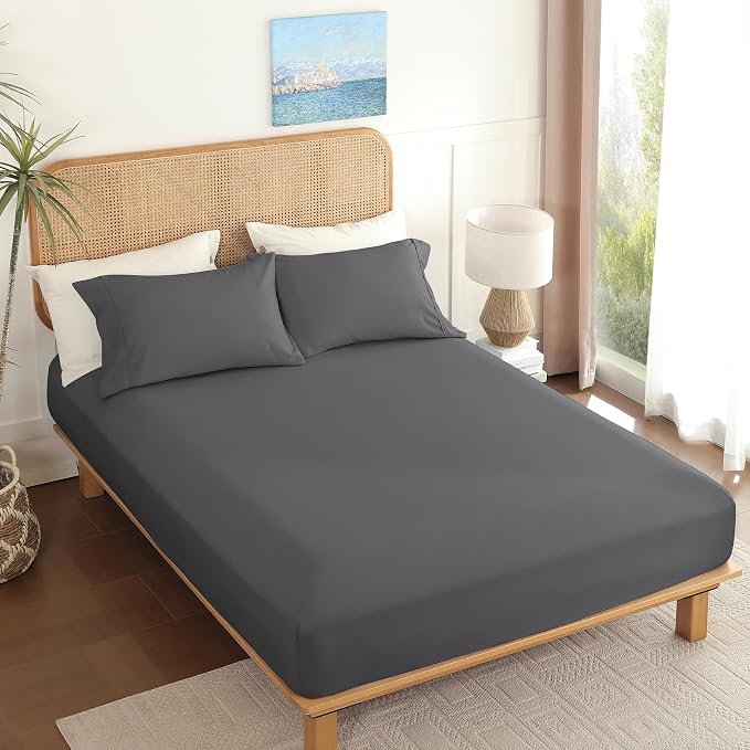 Twin Sheet Set 3 Piece, Wrinkle Free, Oeko-Tex Certified Bedsheets，Dark Grey - Image 7