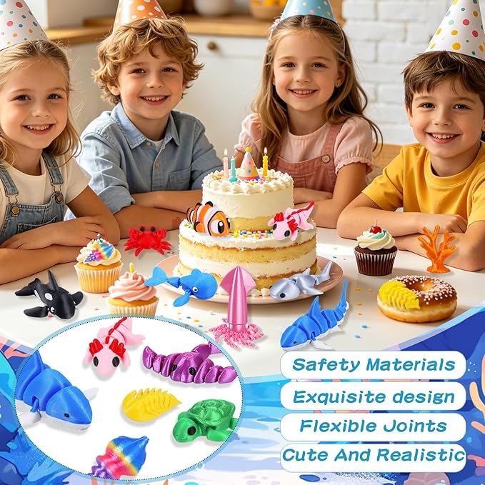 ywevyezc 25 Pcs 3D Printed Ocean Animals Set, Flexible Articulated Mini Sea - Image 5