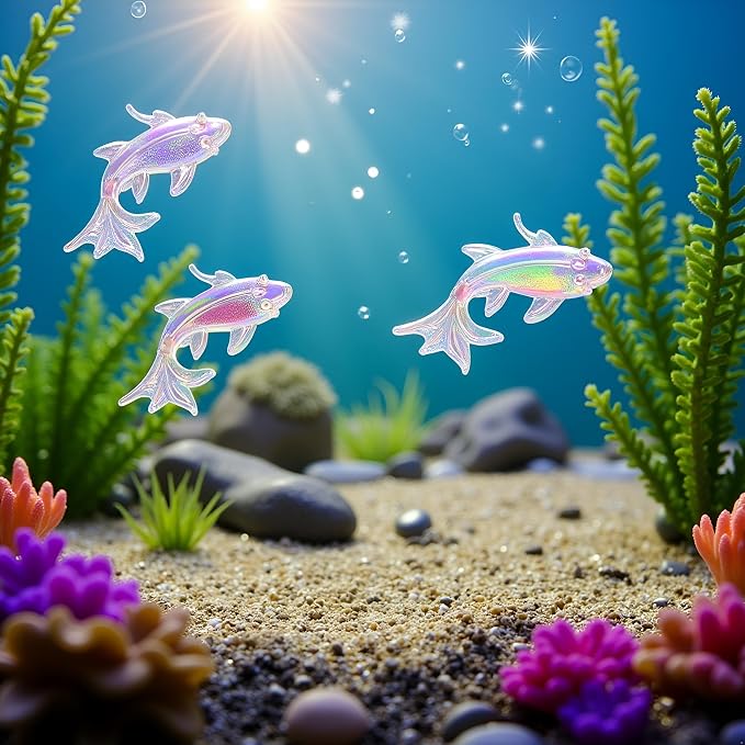 100Pcs Colorful Cute Mini Shiny Miniature Resin Goldfish Figurines, DIY - Image 5