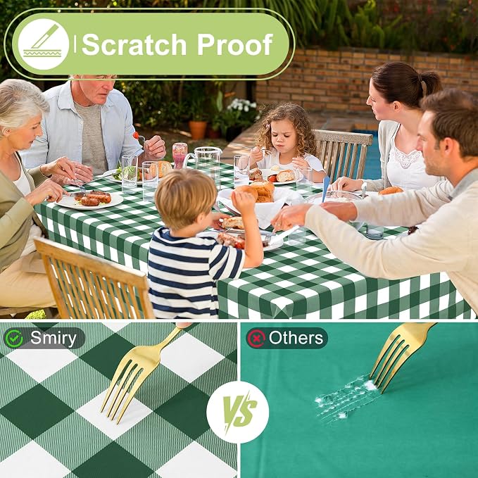 Smiry Rectangle Table Cloth, Waterproof Vinyl Tablecloth - Image 5