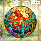 Faux Stained Glass Octopus Acrylic Hanging Ornament, Octopus Christmas Tree - Image 2