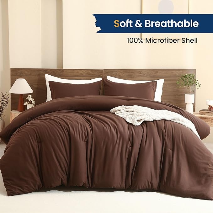 Paxrac Earthy Brown California King Comforter, 3 Pieces Oversized King - Image 2