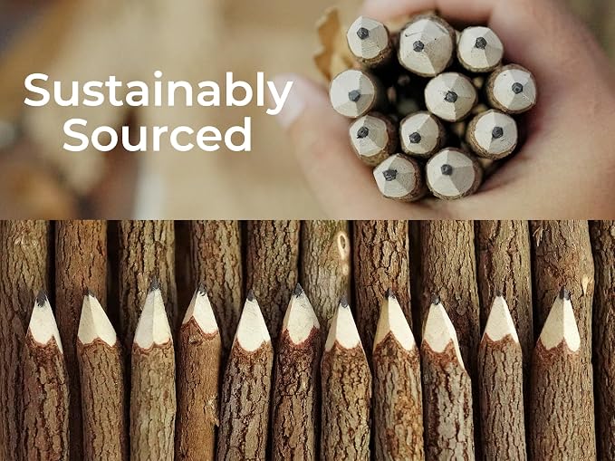 BSIRI Natural Twigs Wooden Pencils Handcrafted Suitable - Image 8