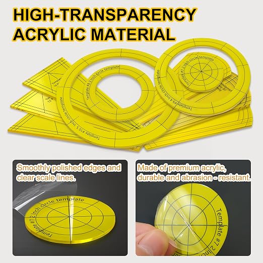 10Pcs Acrylic Quilting Template Ruler Set, Premium Sewing Machine Plate & - Image 5