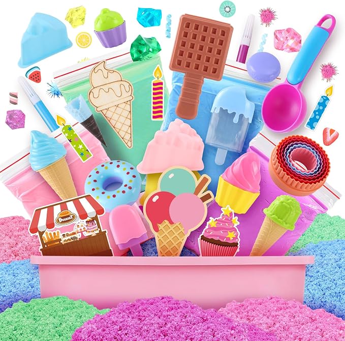 Golray Ice Cream Sensory Bin for Girls, Play Sand Art Kit - Image 7