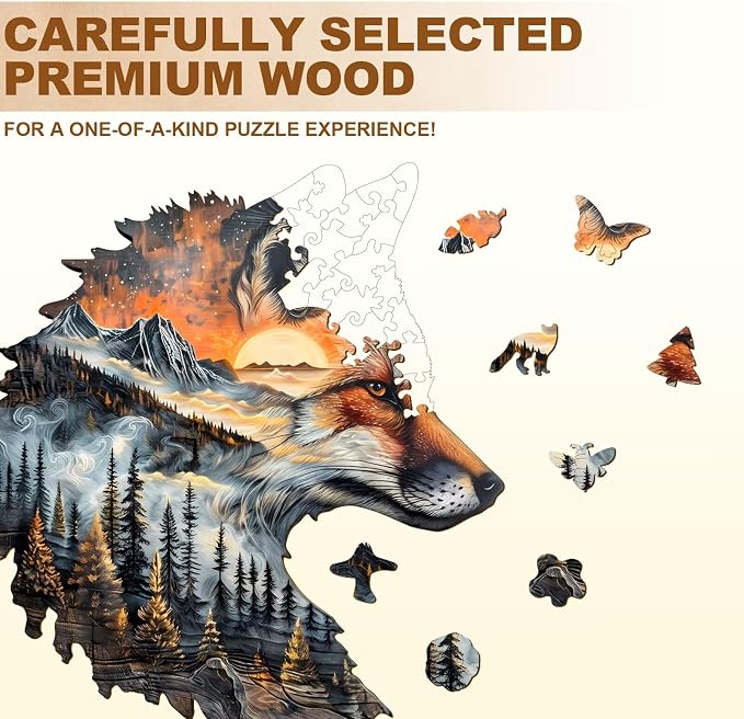 Sunset Fox Puzzles Adults Gifts Wooden 85 Pieces 8.5 * 8.5in - Image 2