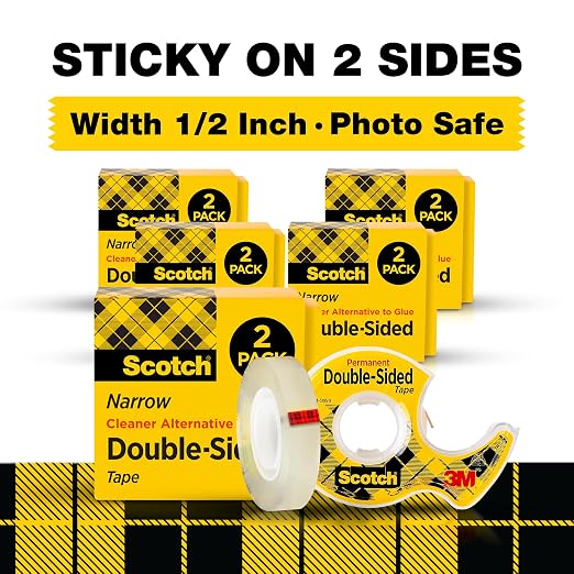 Scotch Double Sided Tape, Permanent Photo-Safe Adhesive, 1/2 inch x 500 inches - Image 3