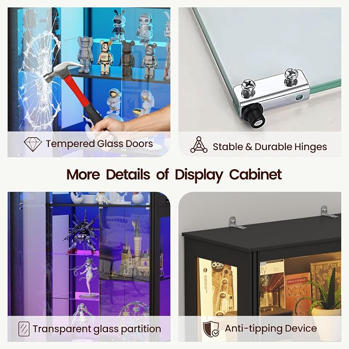 71” Glass Display Cabinet with RGB Light - Image 5