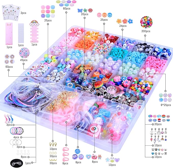 AIPRIDY 3200 Pcs Girls Toys Bracelet Making Kit, Unicorn/Mermaid Clay Beads - Image 3