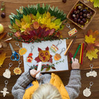 RattanView 24 Pcs Fall Craft Color Your Own Keychains DIY Craft Wooden Blank - Image 5