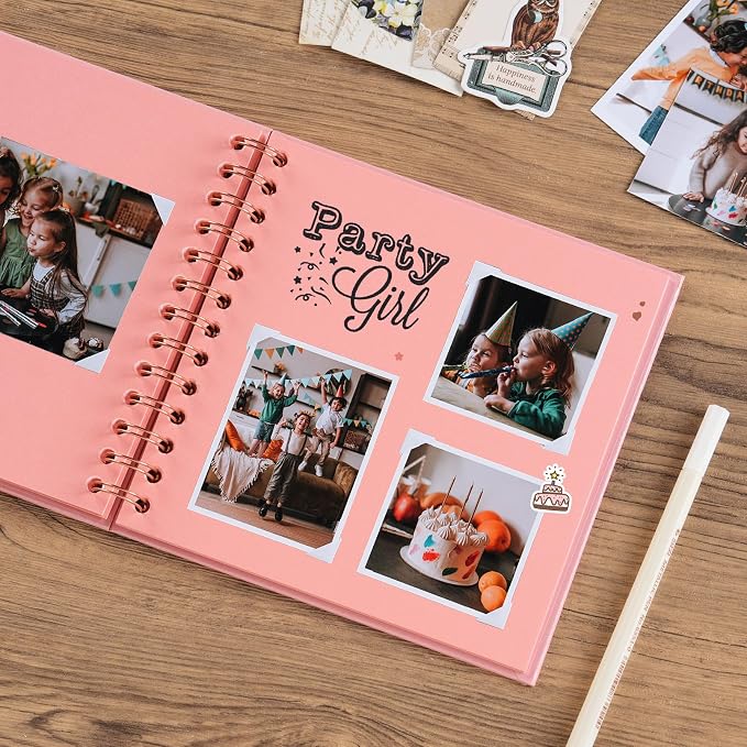 potricher 7 x 7 Inch DIY Scrapbook Album 40 Pages Hardcover Kraft Paper Scrap - Image 3